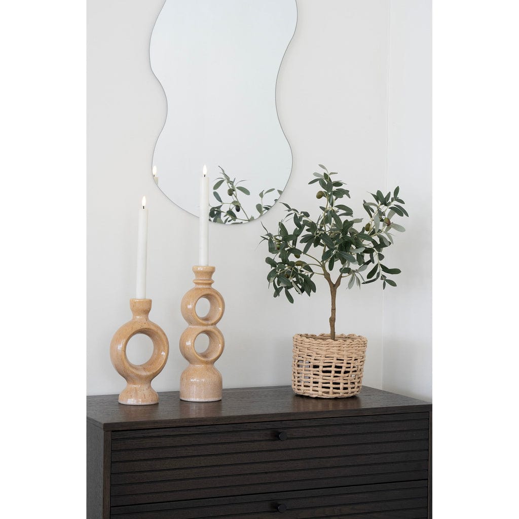 Brown Ceramic Candle Holder – Natural Warmth for Your Home