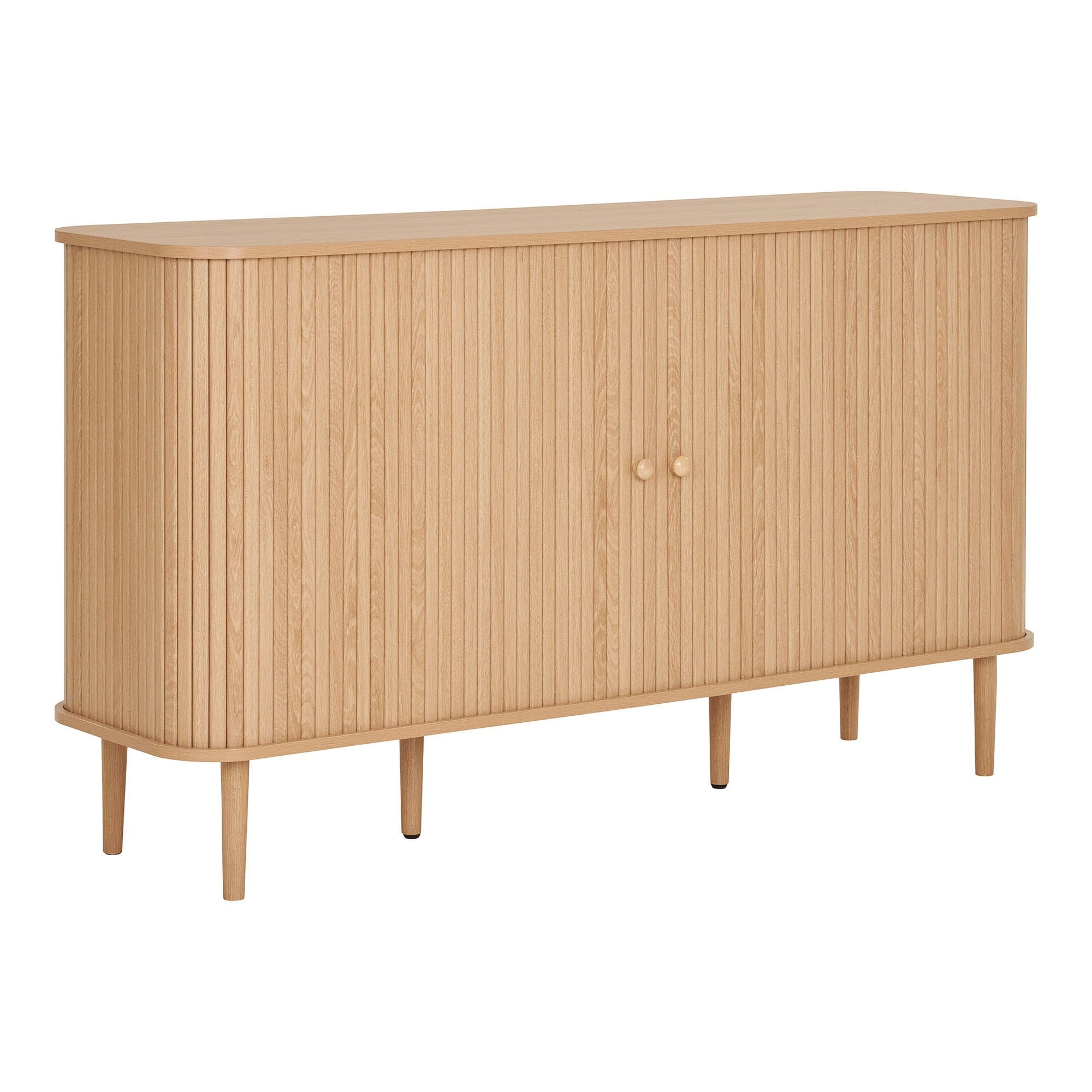 Wooden cabinet with two doors on a white background
