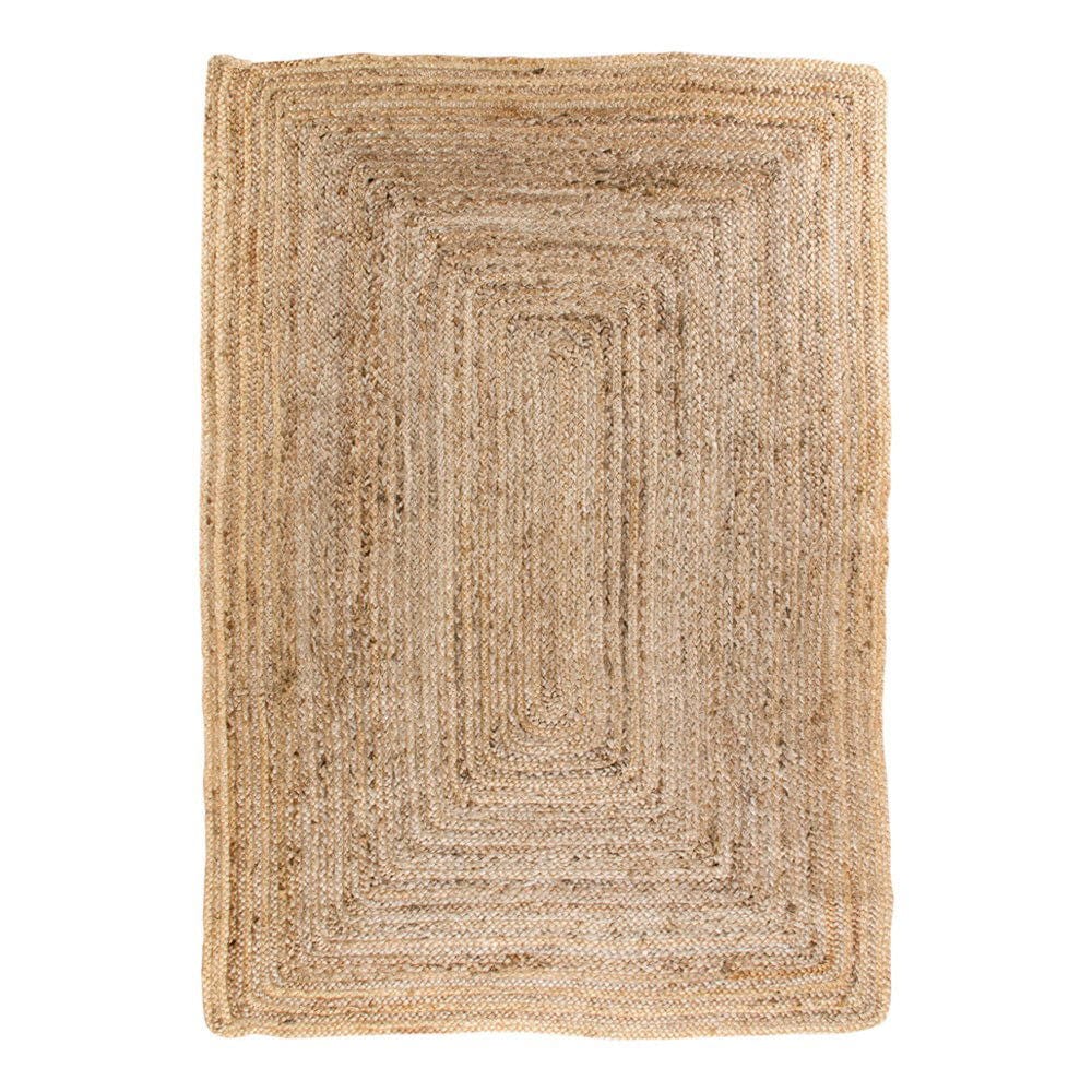 Natural braided jute rug 180x240 cm for boho or coastal interiors