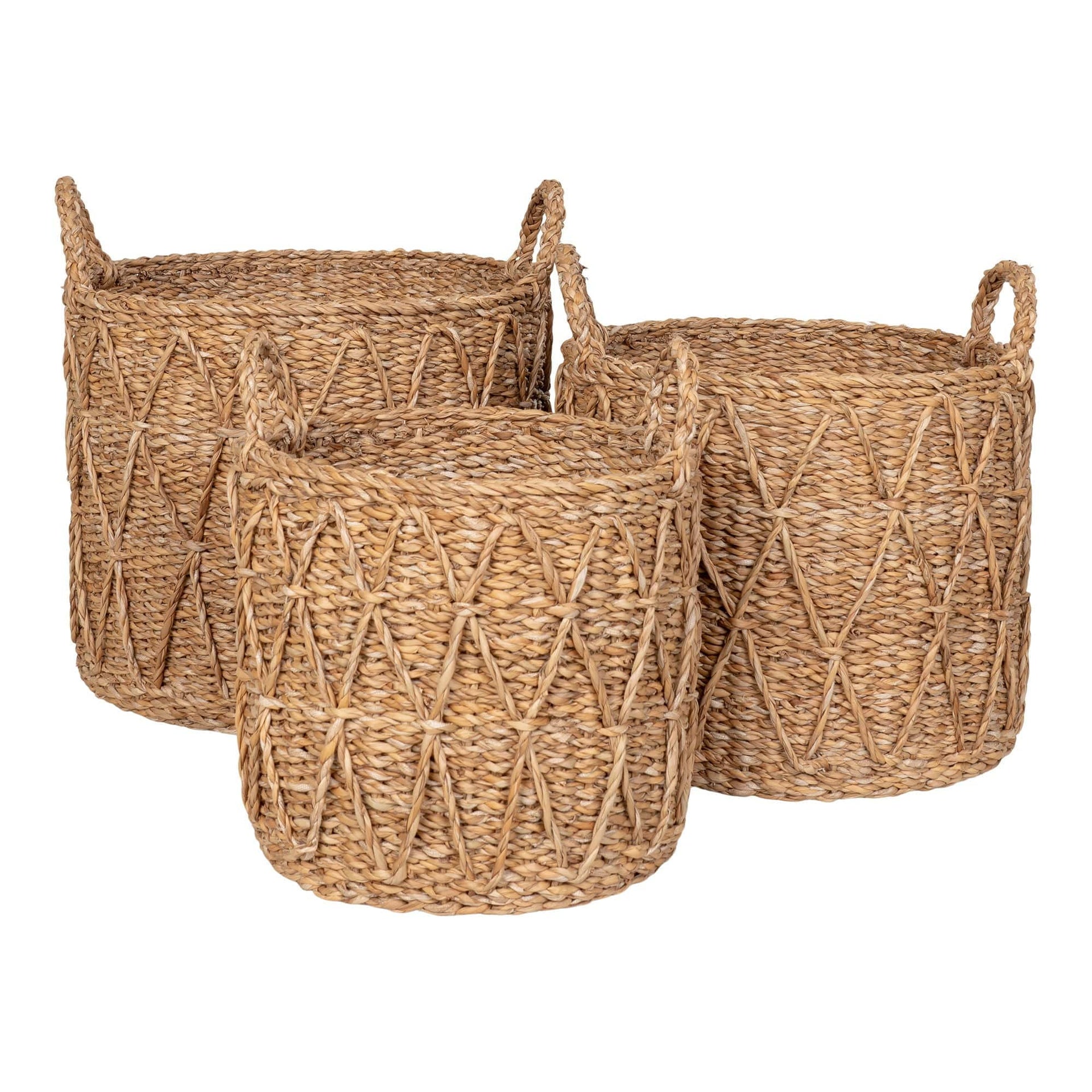 Set of 3 natural seagrass baskets – Krabi Basket Set for home storage