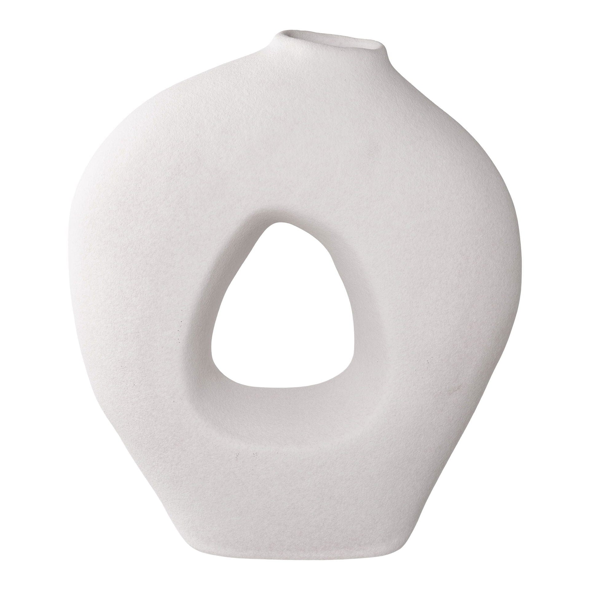 White ceramic decorative vase with modern curved shape – 24x10.5x27.8 cm