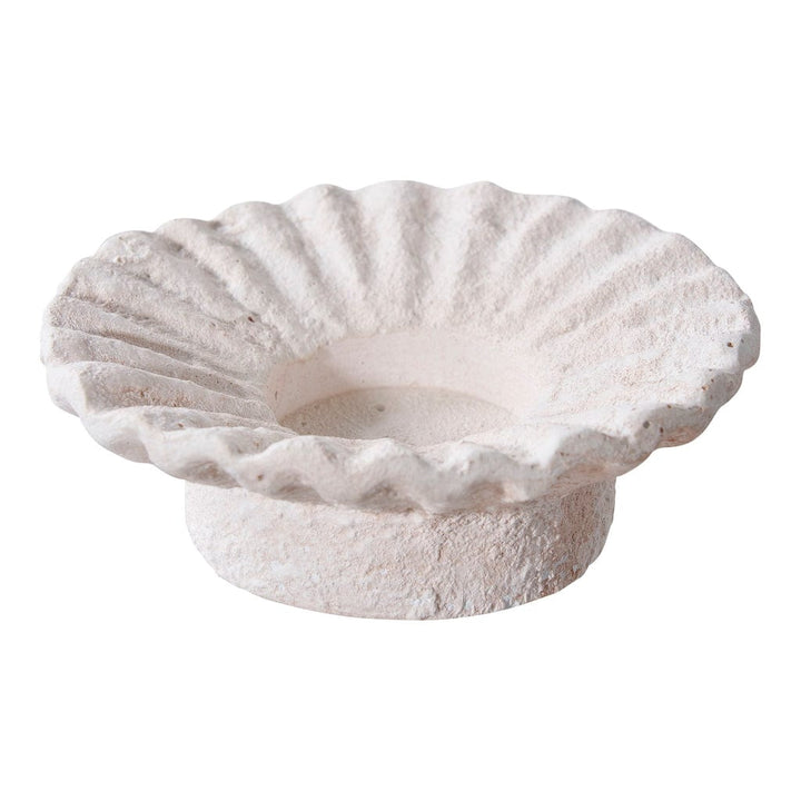 Stone bowl with textured rim on white background