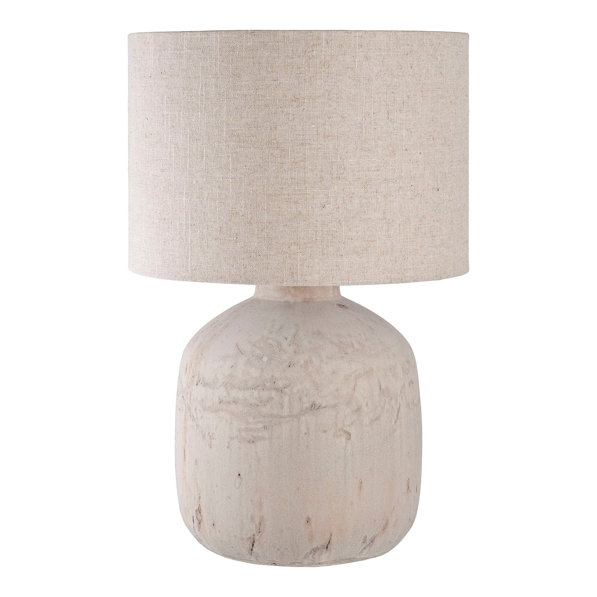 Light brown ceramic table lamp with curved shape and 150cm cord