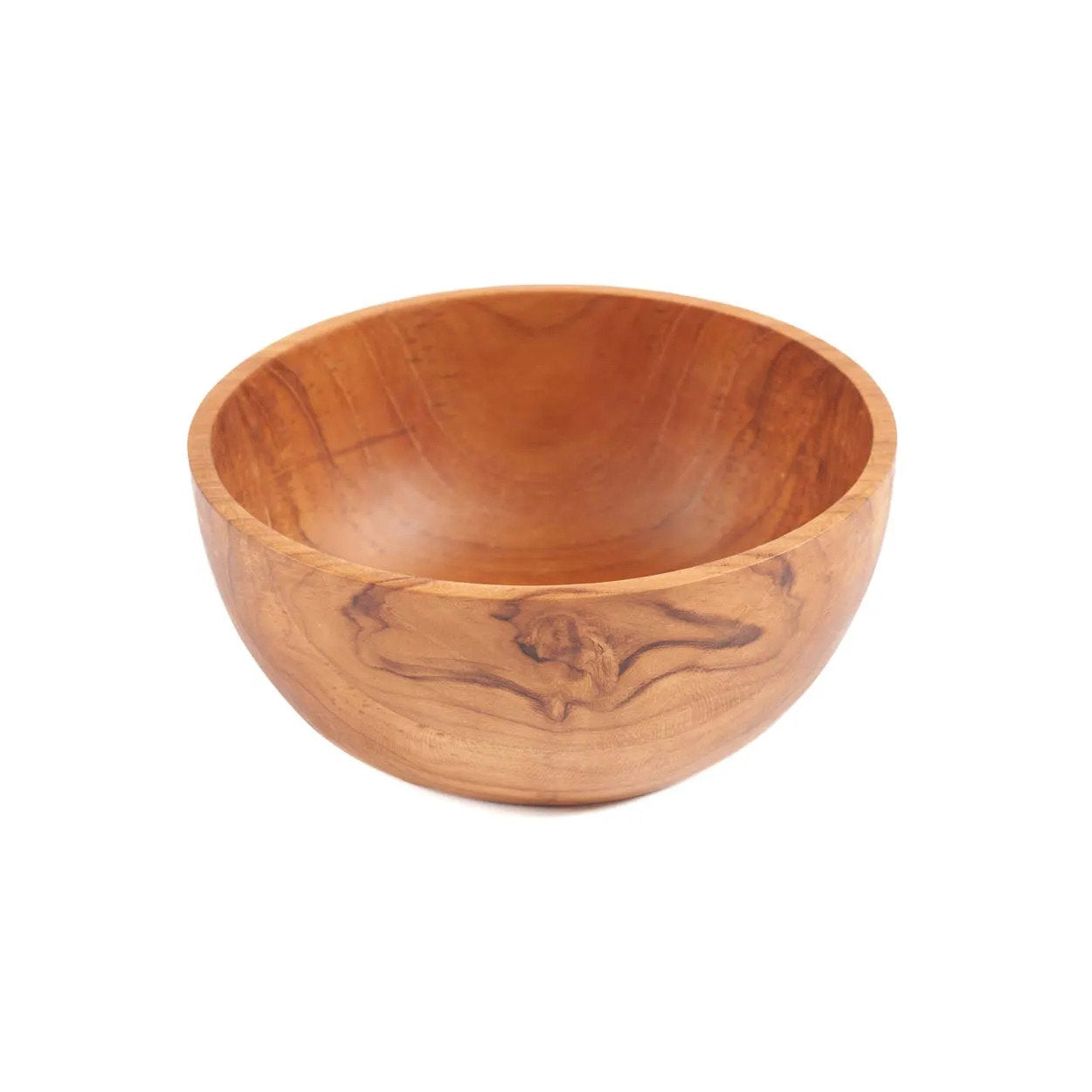 Wooden bowl on a white background