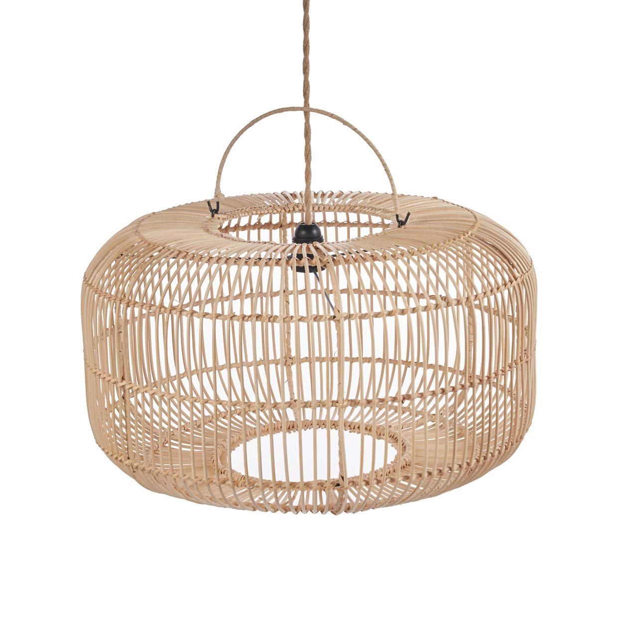 Natural Rattan Pendant Lampshade – 55x30 cm | Handwoven by Bazar Bizar