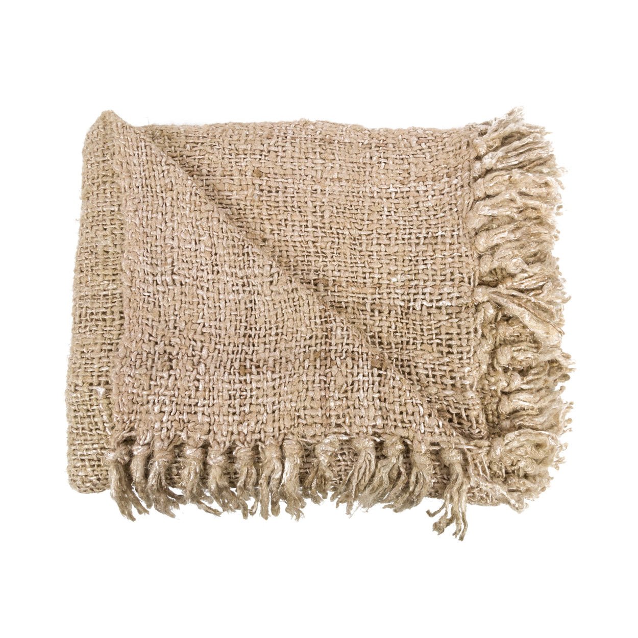 The S’il Vous Plaid – Beige | Handwoven Cotton Throw with Fringe