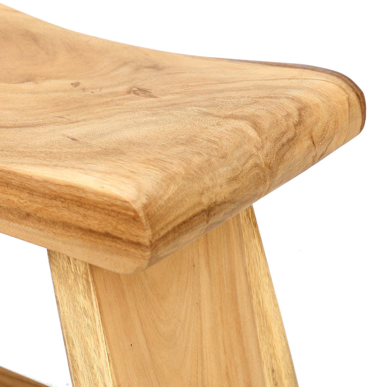Close-up of a wooden stool with a white background