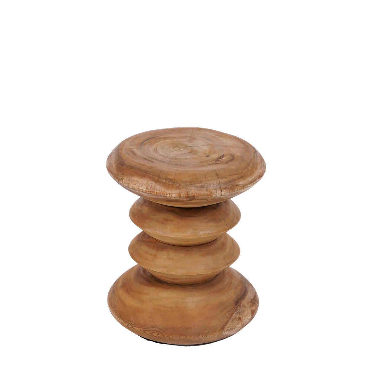 Wooden stool with stacked design on a white background