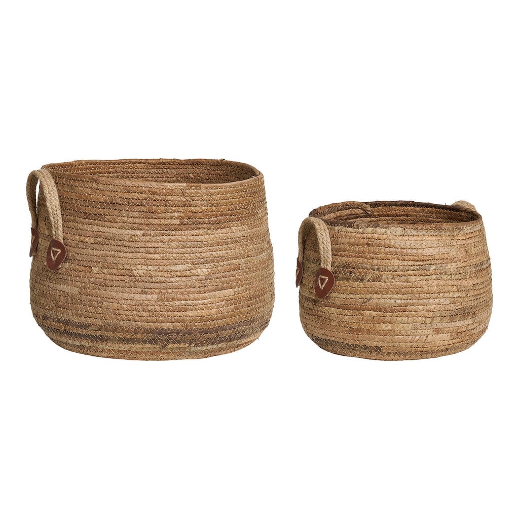 Aosta Natural Banana Leaf Baskets – Set of 2 for storage and decor.