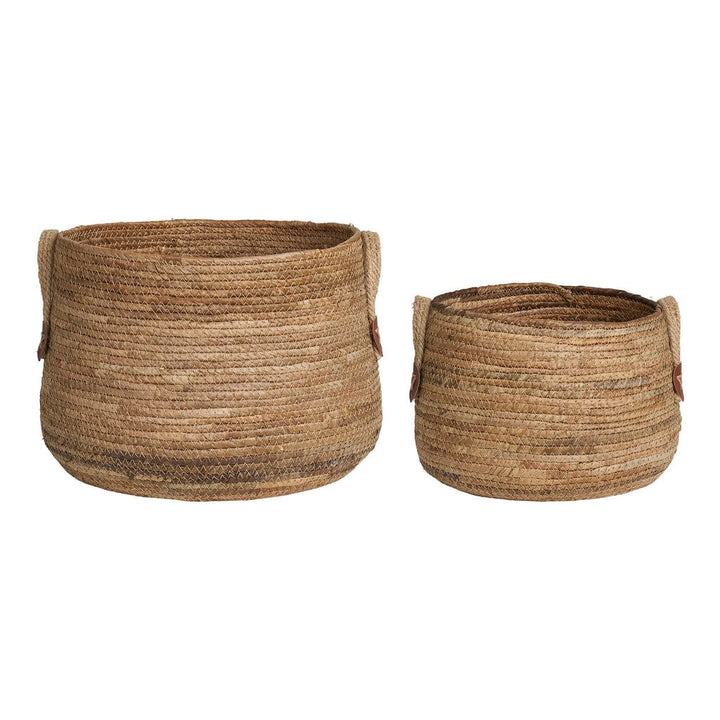 Aosta natural banana leaf baskets set of 2 for home storage and decor.