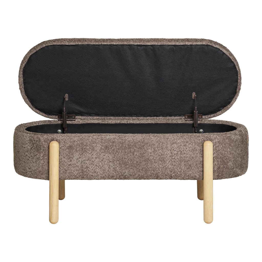 Open storage compartment inside Branca bench – natural interior