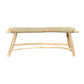 Boho Teak Wood and Seagrass Bench - Stylish Indoor or Outdoor
