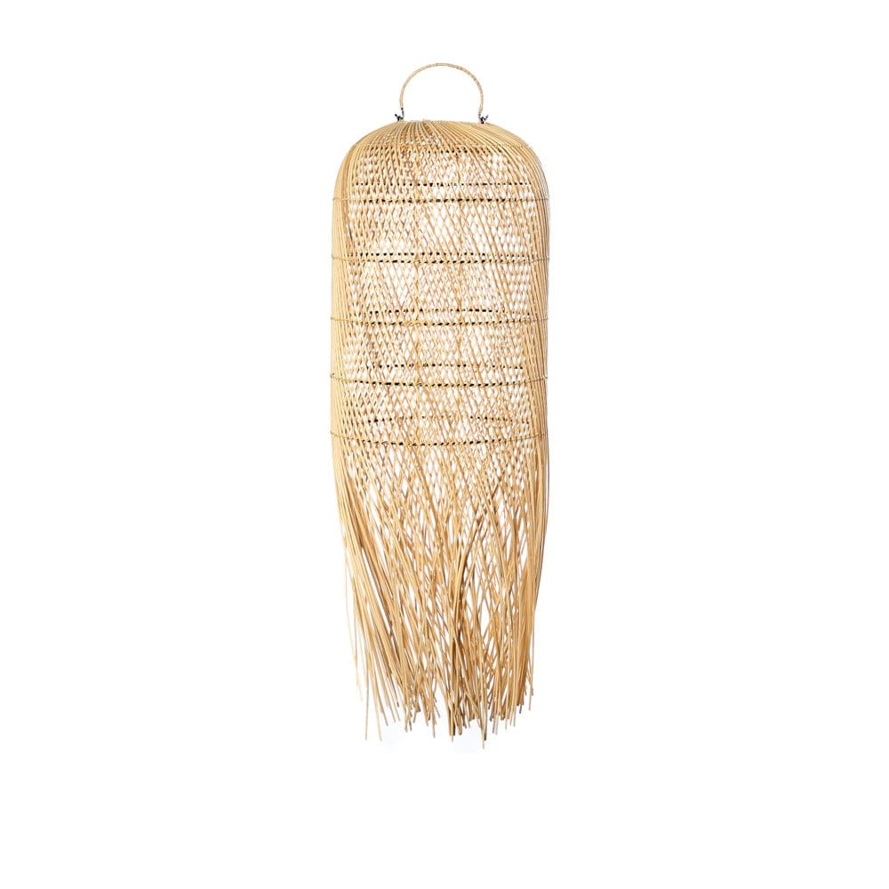 Squid Pendant Lamp in natural rattan with boho design, medium size.