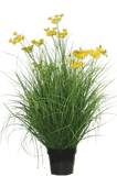 "Vibrant green with yellow flora  90 cm tall Artificial Asteraceae Grass Plant for indoor decor."
