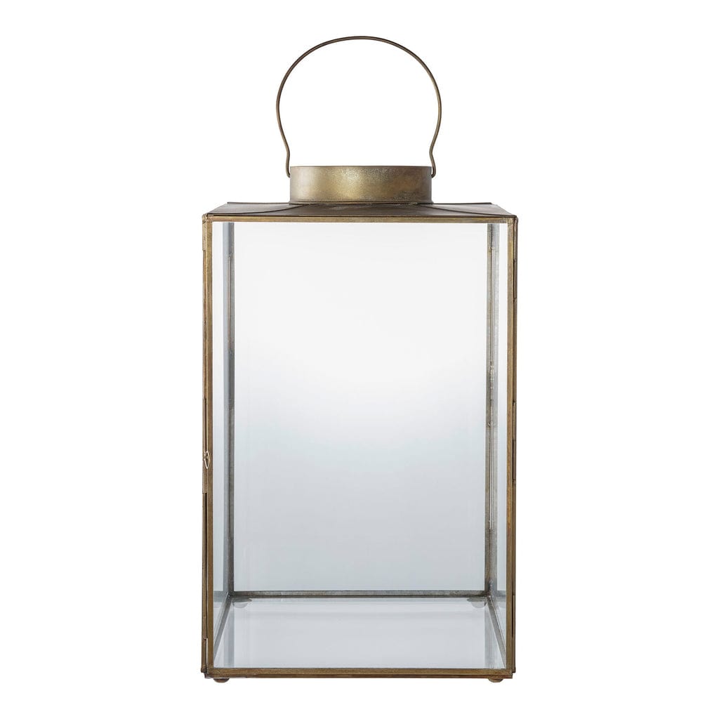 Mohali lantern with antique brass finish and clear glass for outdoor lighting