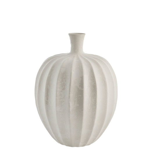 "Unique Esme Decorative Vase by Lene Bjerre, crafted from Portugal's finest clay with a reactive glaze, showcasing varying colors and artisanal craftsmanship."