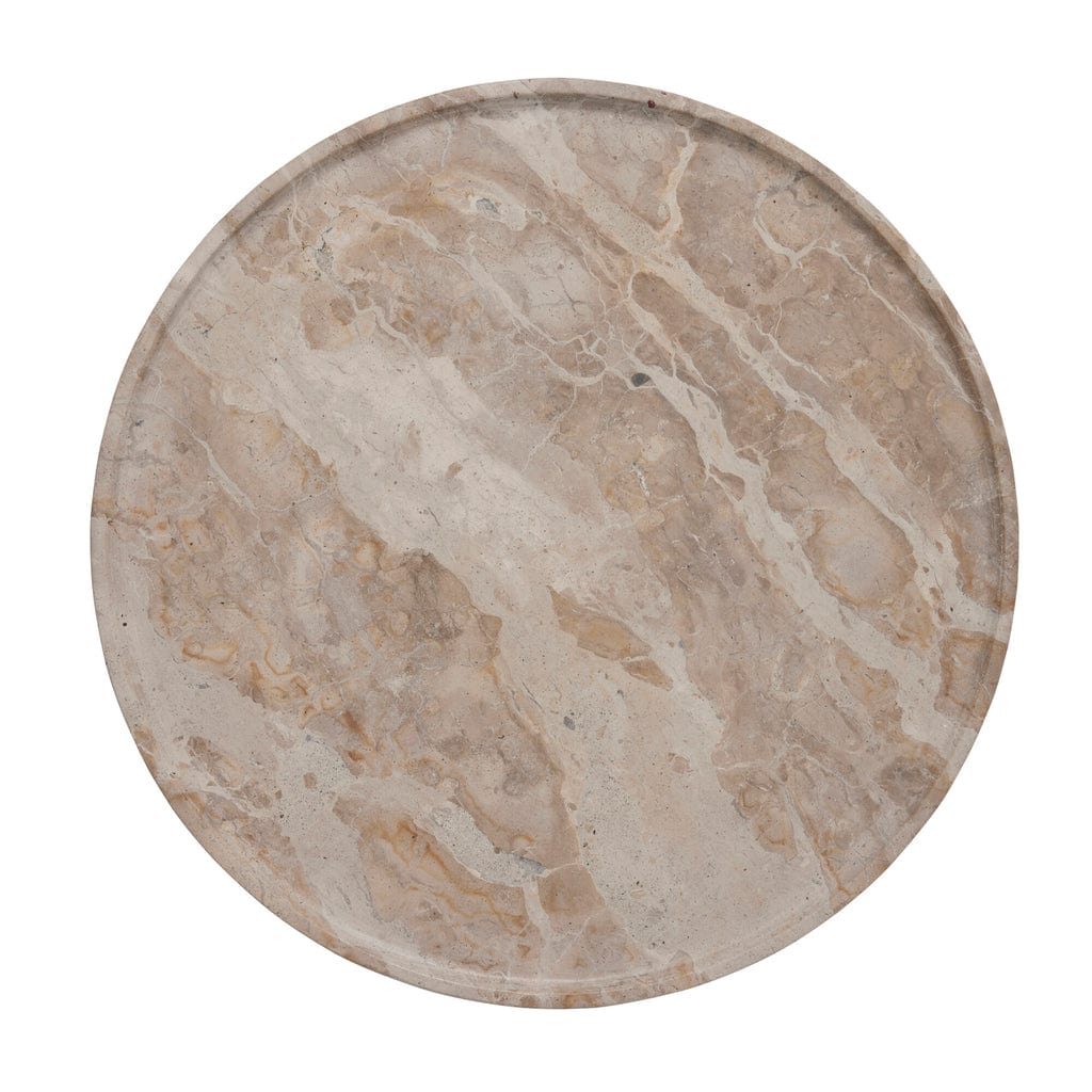 Ellia Marble Tray Ø40cm Linen with natural stone variations.