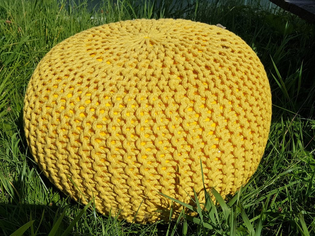 PREMIUM Knitted Seat Pouf 55cm Yellow