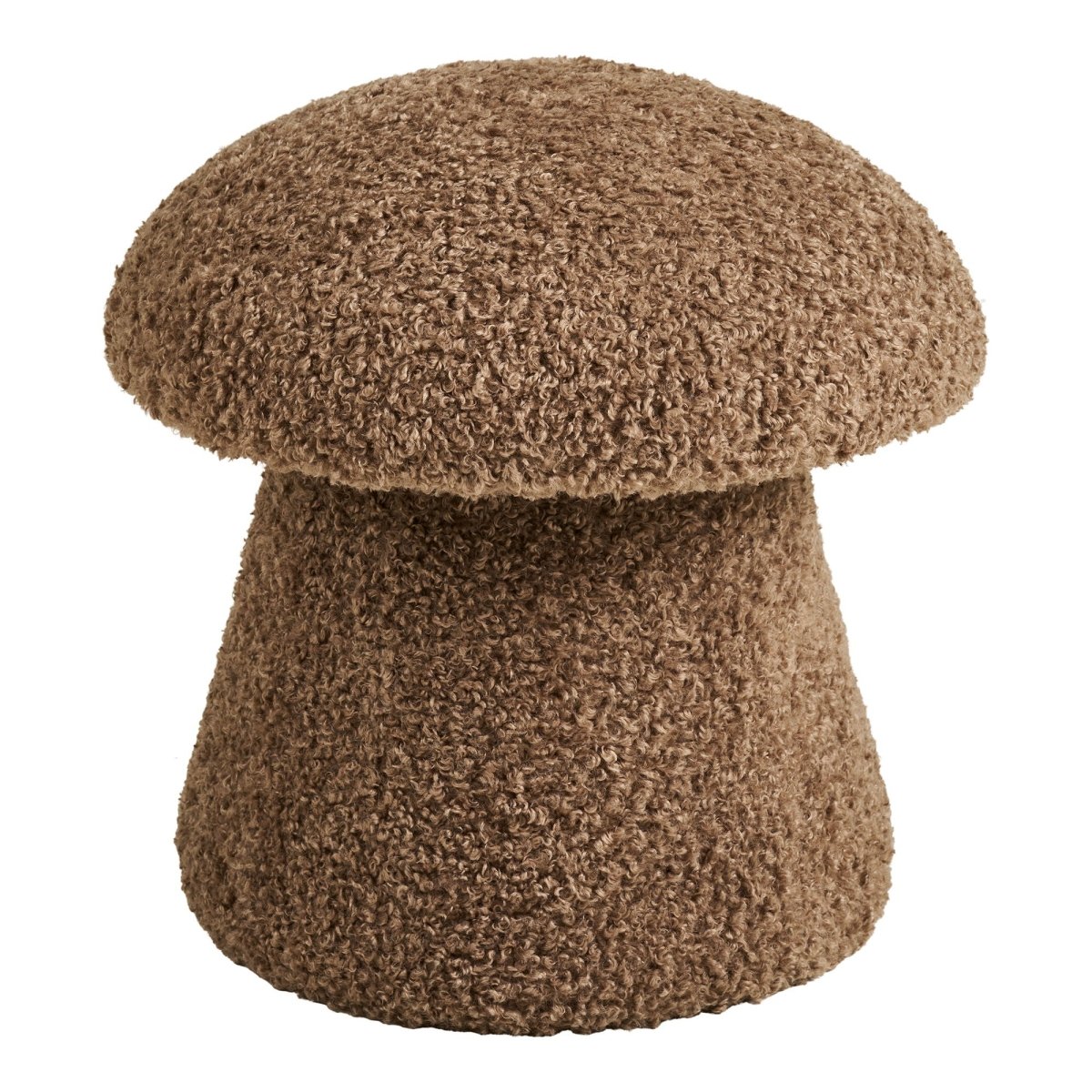 Brown textured mushroom-shaped stool on a white background