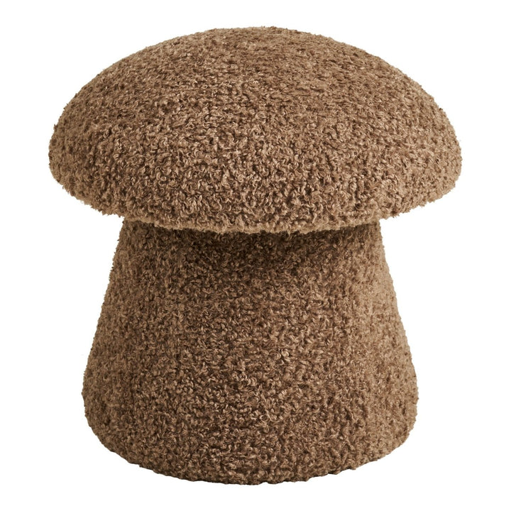 Brown textured mushroom-shaped stool on a white background