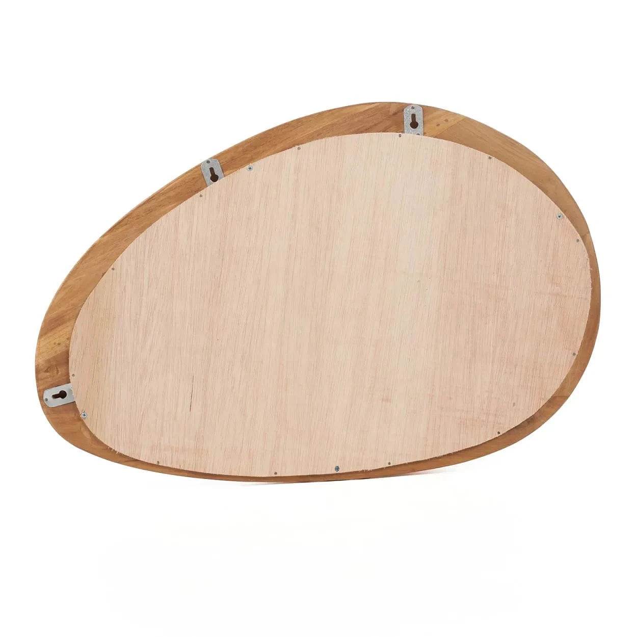 Wooden round base of mirror on a white background