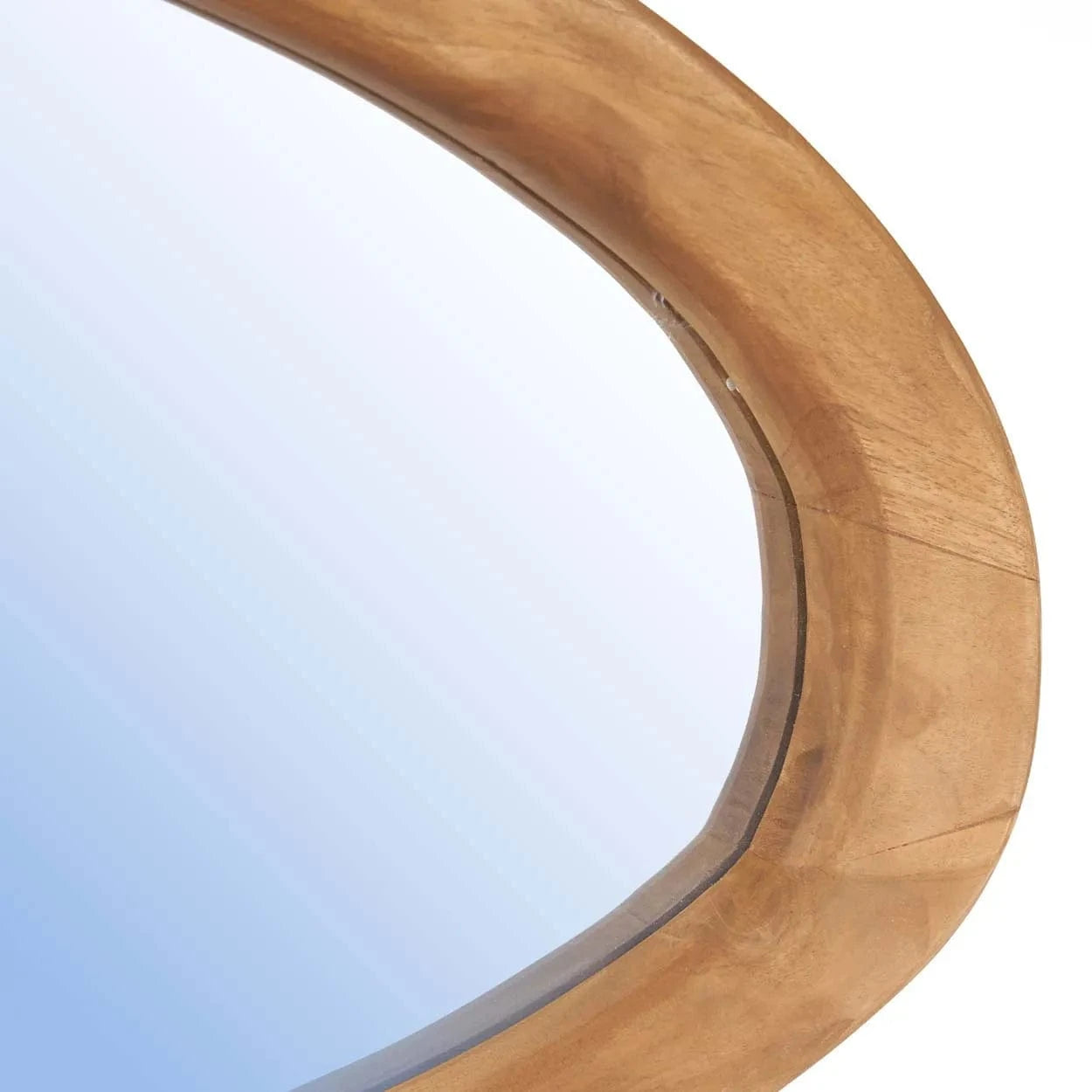 Oval  wooden mirror with a clear background