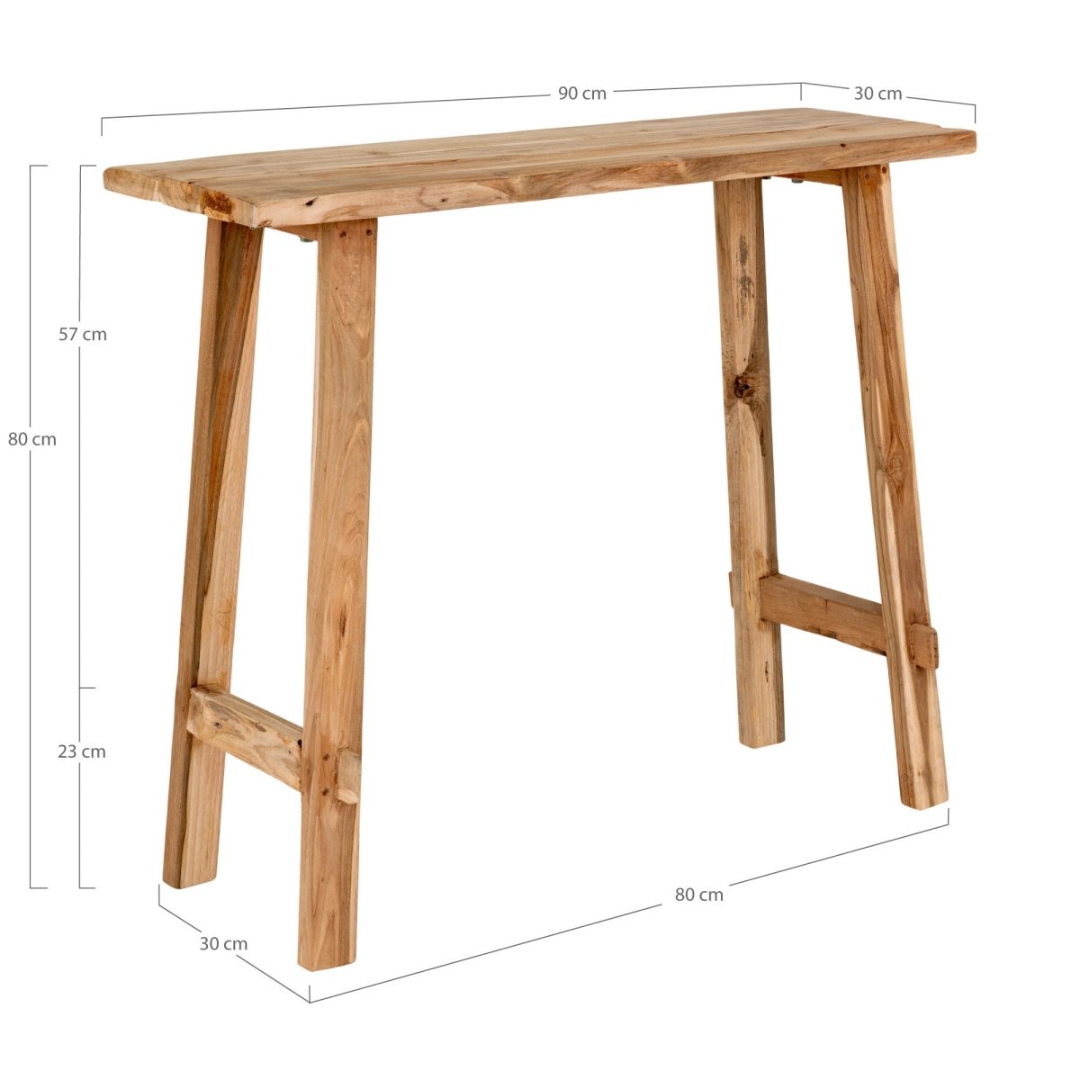 Teak Console Table – Natural Finish 90x40x80 cm - 