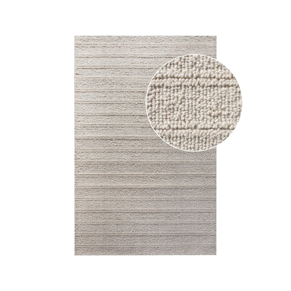 Ivory Handwoven Rug – 160x230 cm | Wool Blend Flatweave - 