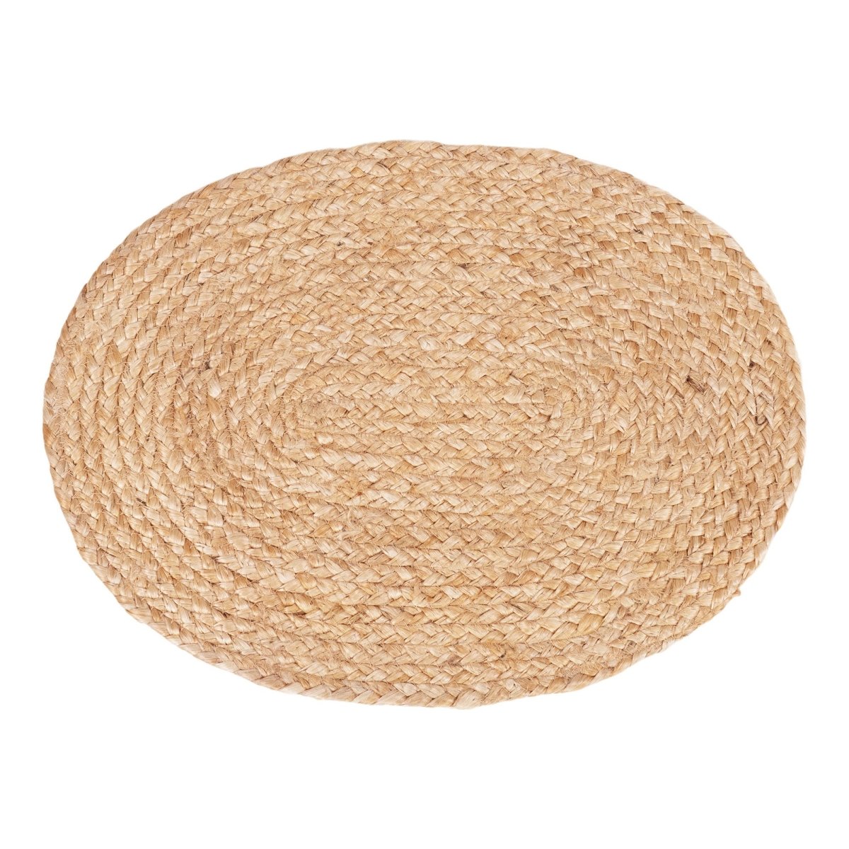 Bombay Placemats - Set of 4, Braided Jute, Oval, Natural, 35x45 cm - 