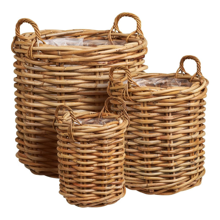 The Burton Natural Kubu Rattan Baskets - Set of 3 - 