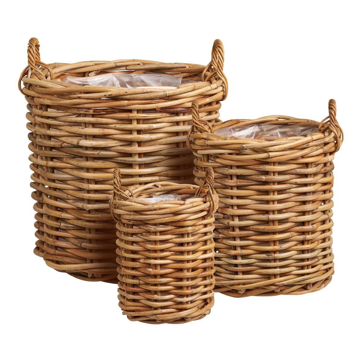 The Burton Natural Kubu Rattan Baskets - Set of 3 - 