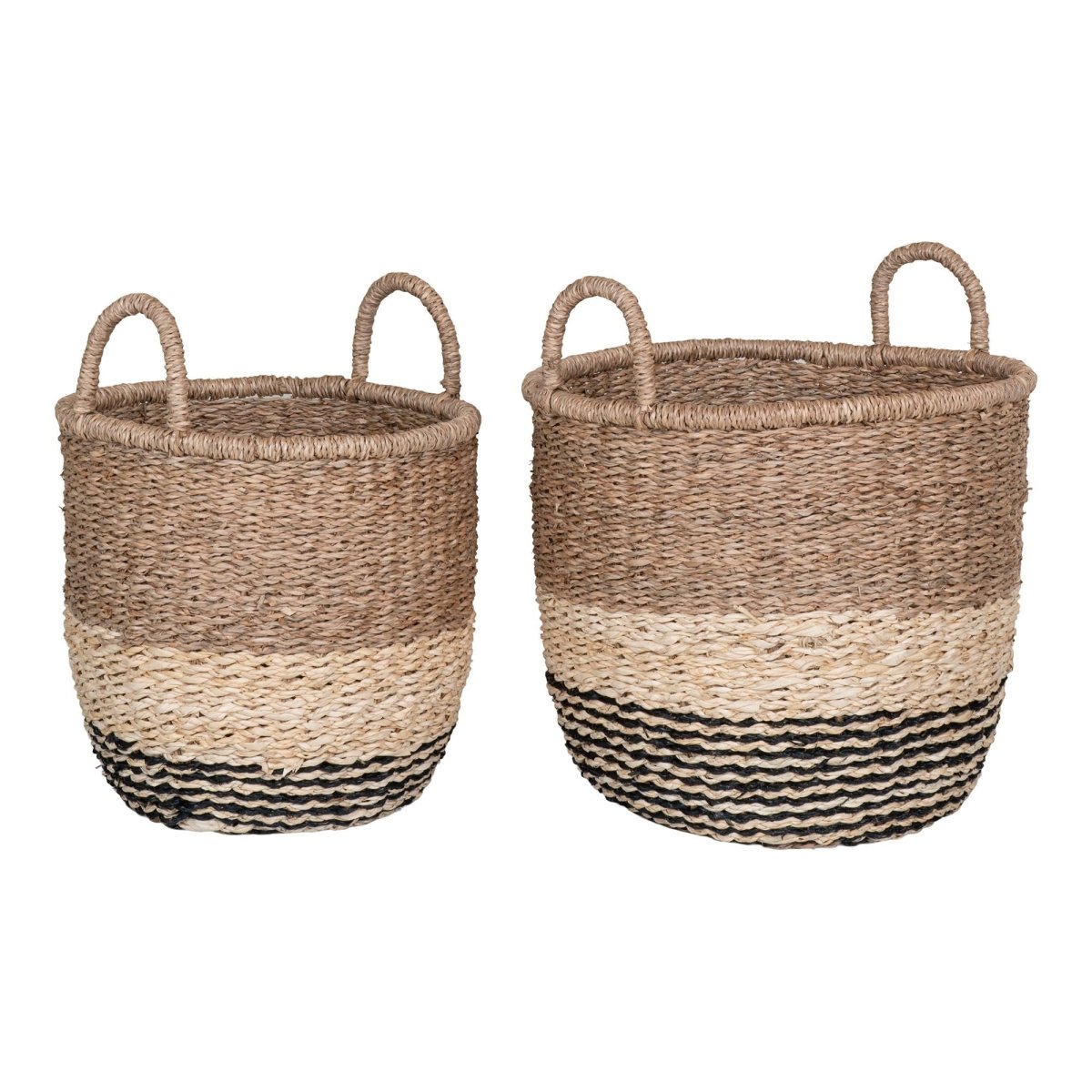 The Lima Basket Set of 2 – Seagrass Natural/Brown/Black - 