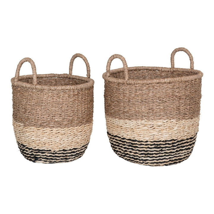 The Lima Basket Set of 2 – Seagrass Natural/Brown/Black - 