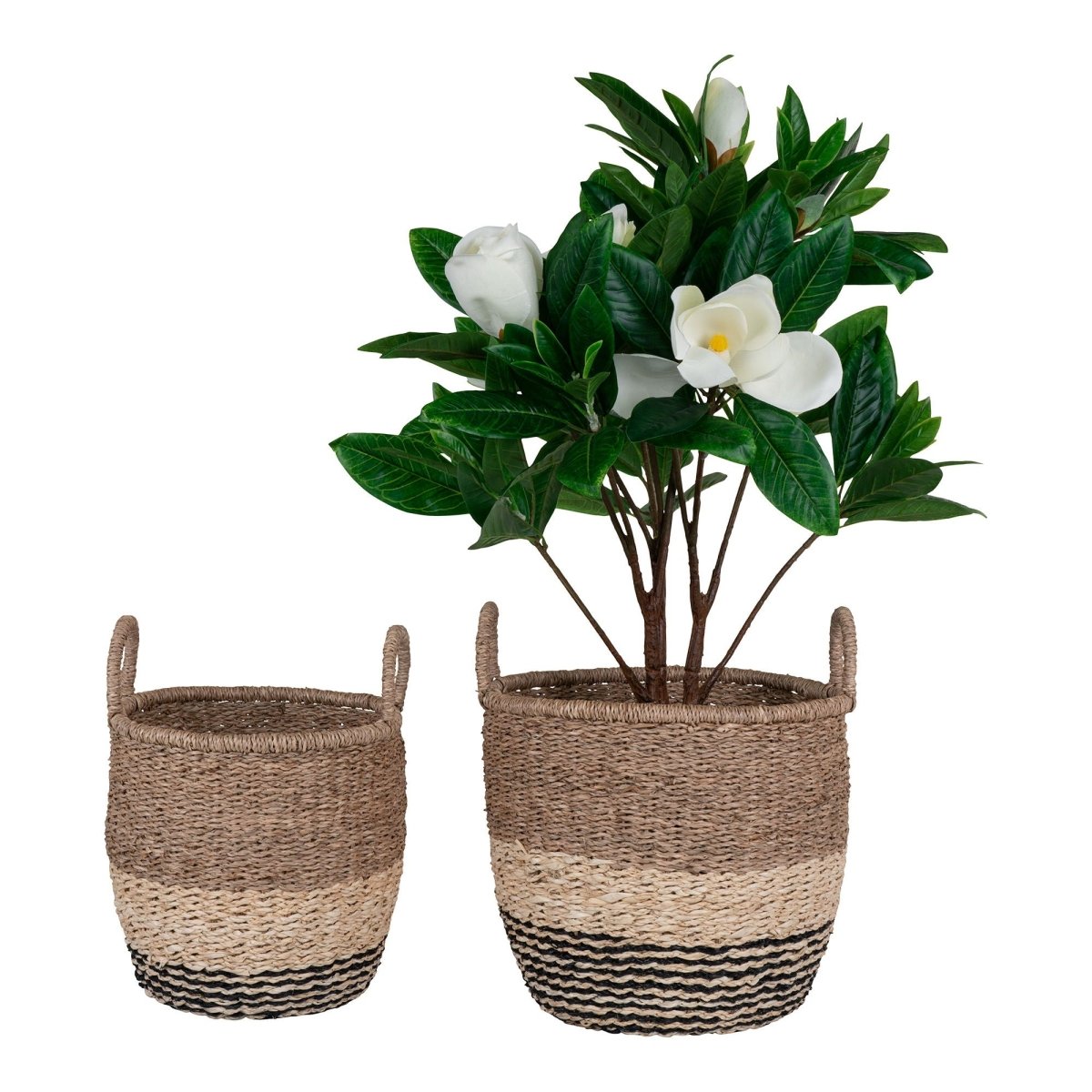 The Lima Basket Set of 2 – Seagrass Natural/Brown/Black - 
