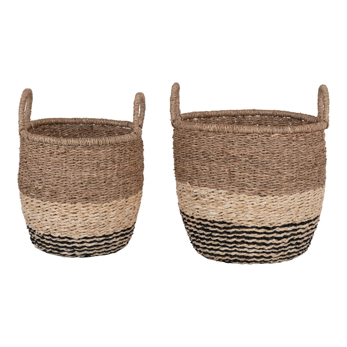 The Lima Basket Set of 2 – Seagrass Natural/Brown/Black - 