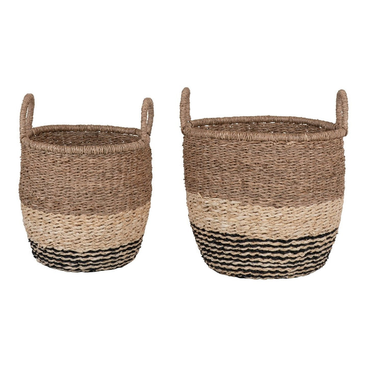 The Lima Basket Set of 2 – Seagrass Natural/Brown/Black - 