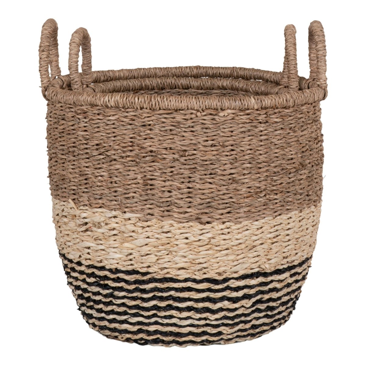 The Lima Basket Set of 2 – Seagrass Natural/Brown/Black - 