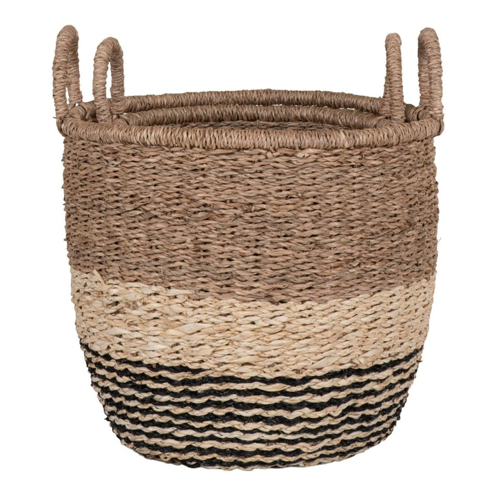 The Lima Basket Set of 2 – Seagrass Natural/Brown/Black - 