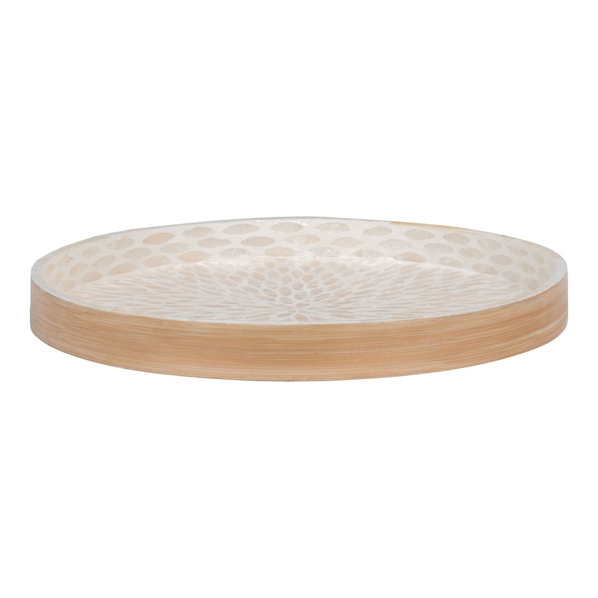 The Bamboo & Capiz Serving Tray Beige – 40x40x3.5 cm - 