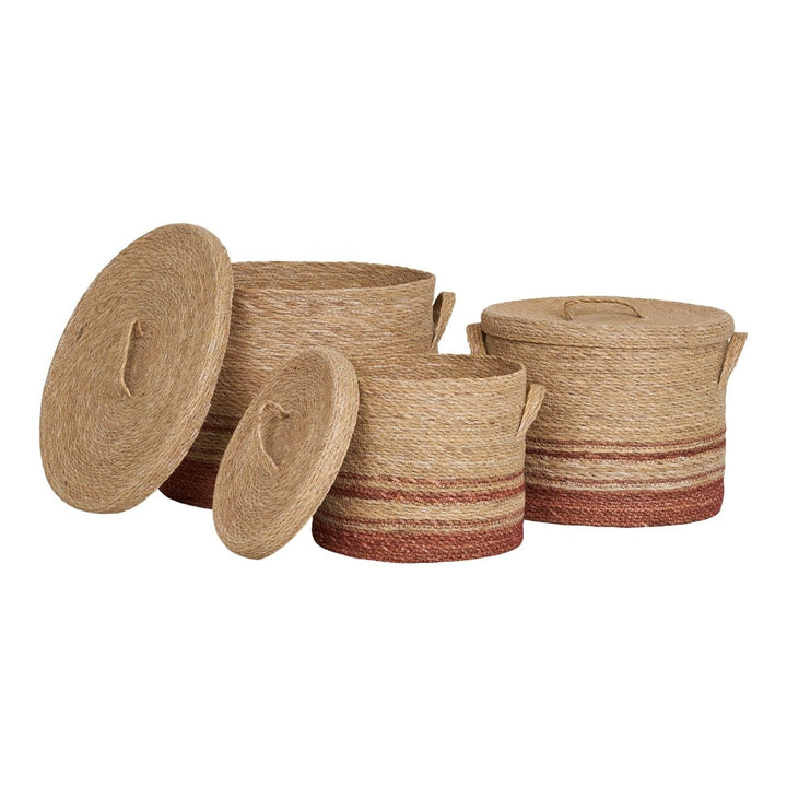 Budoni Seagrass Baskets – Natural/Brown, Set of 3 - 