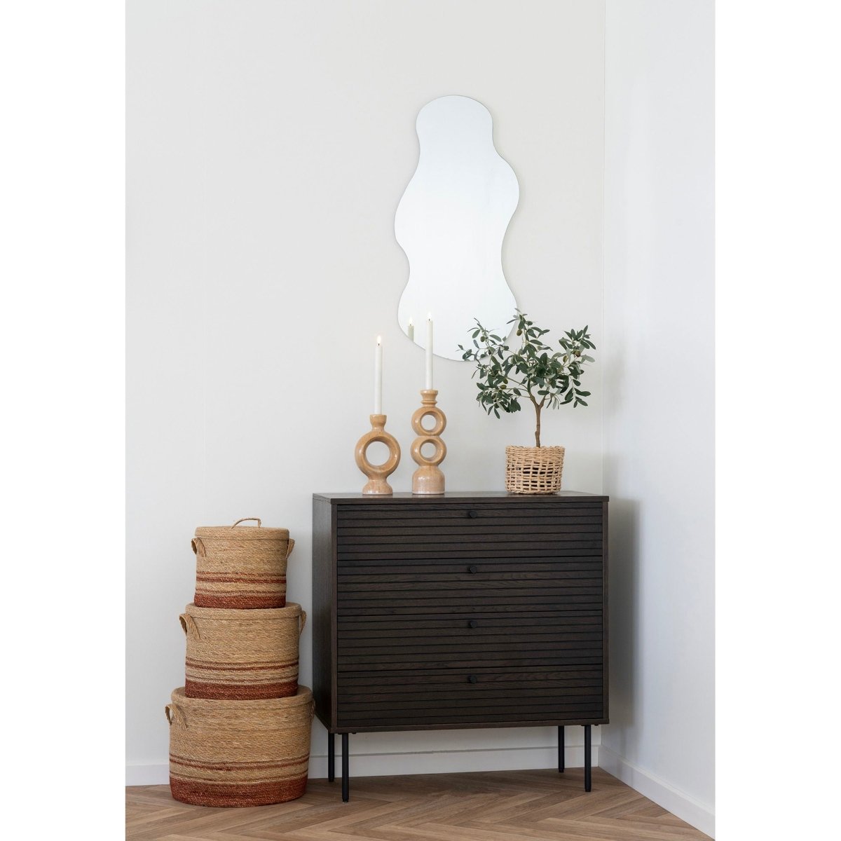 Budoni Seagrass Baskets – Natural/Brown, Set of 3 - 