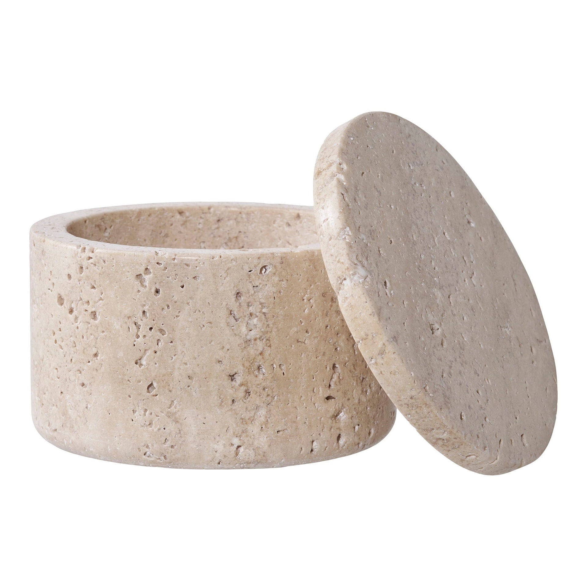 Travertine Storage Jar – Natural Stone | 10x6.5 cm
