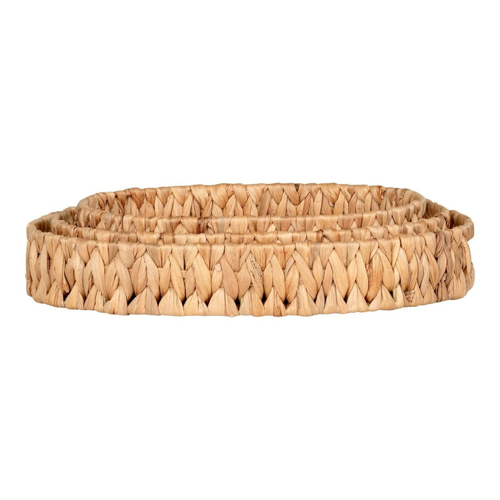 Estoril Tray – Set of 3 in Natural Water Hyacinth | Oval Decorative Trays - 