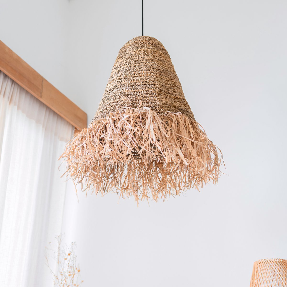 Raffia Lampshade – Handwoven Pendant Light - 3 Sizes - 