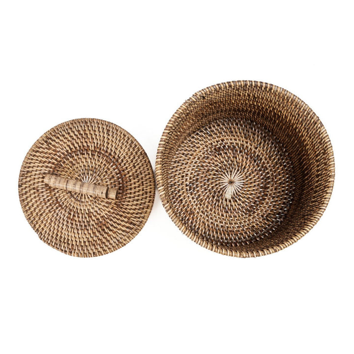 The Low Rattan Bin - Natural Brown - 
