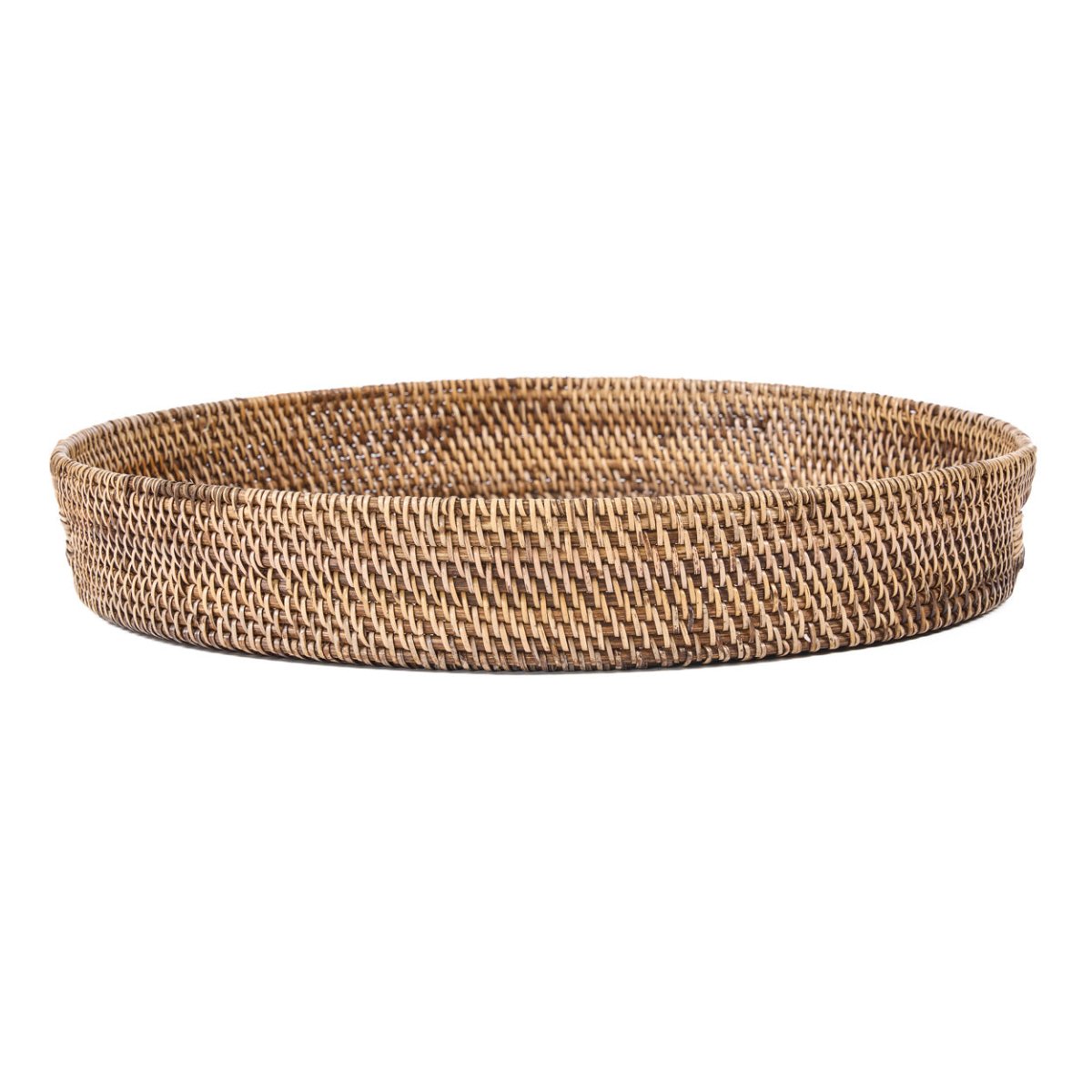 Woven tray on a white background