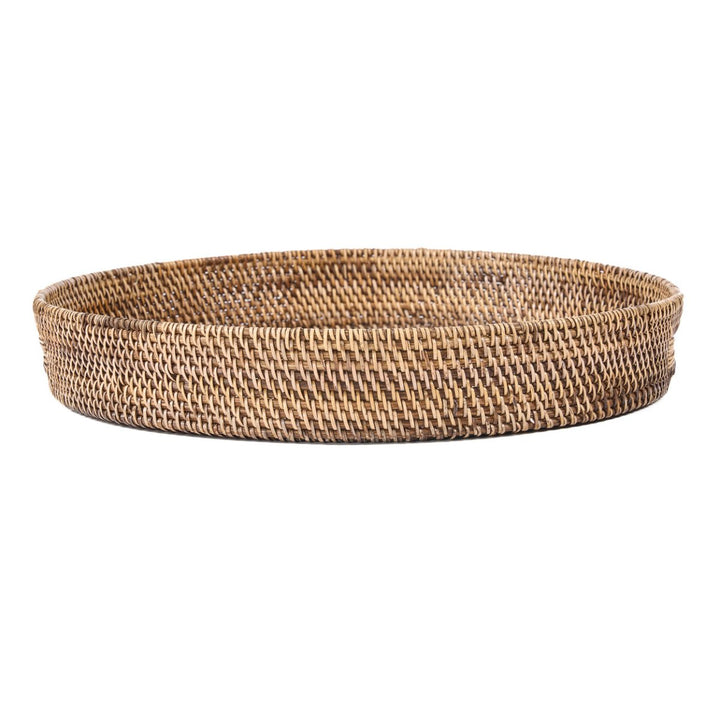 Woven tray on a white background