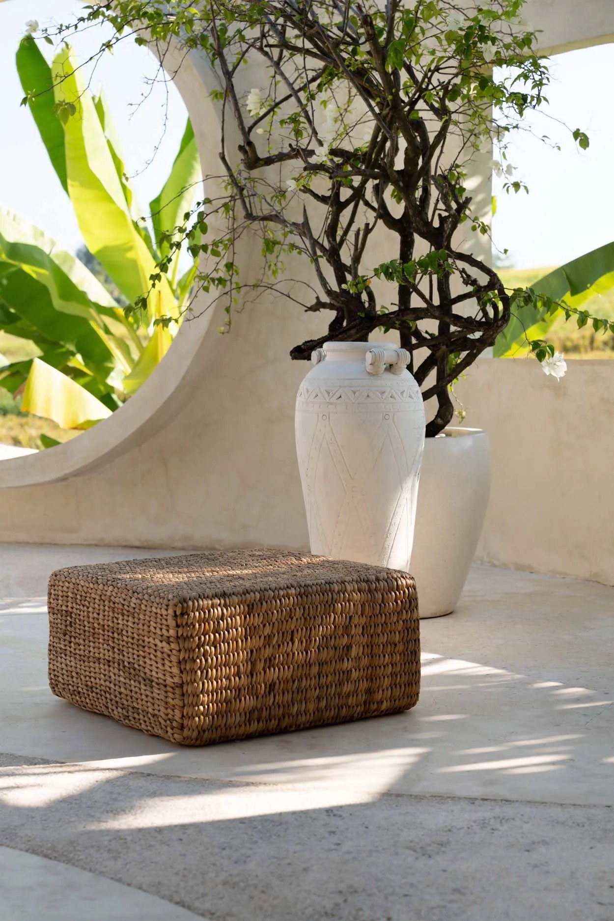 Hyacinth Pouf Square – Natural | Indoor & Covered Outdoor Seating