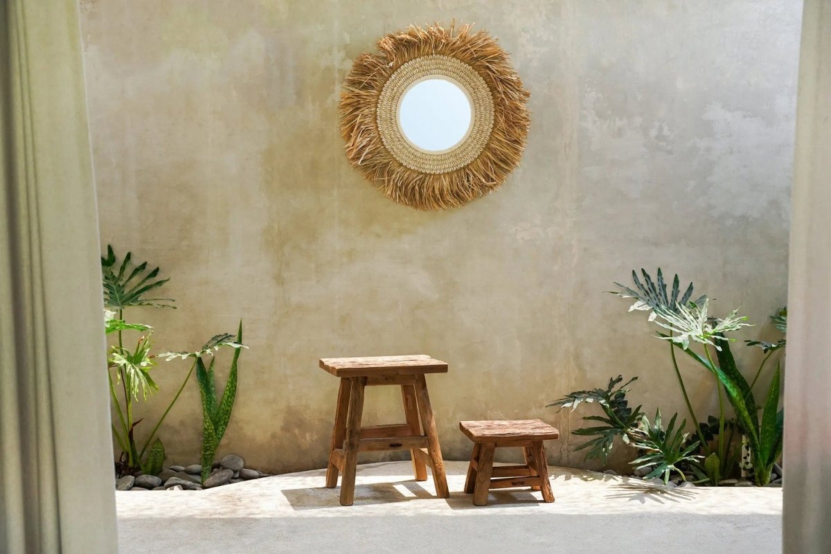 The Raffia Cowrie Mirror - Natural White - 