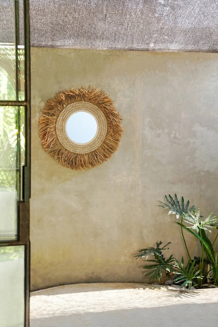 The Raffia Cowrie Mirror - Natural White - 